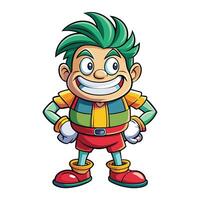 cartoon character with green hair and red shoes white background vector