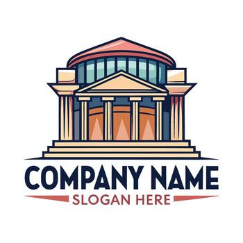 a building with a large arch and columns white background vector