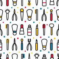 seamless pattern with dental tools and accessories white background vector