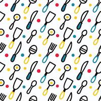 a pattern with kitchen spoons white background vector