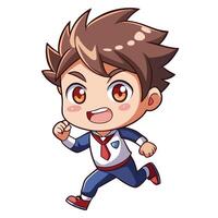 a cartoon boy running with a red tie white background vector