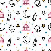 ramadan seamless pattern with crescent and stars white background vector