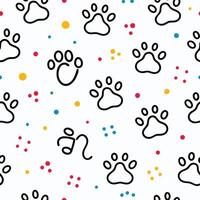 seamless pattern with paw prints white background vector