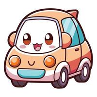 a cartoon car with a smile on its face white background vector