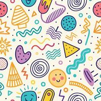 seamless pattern with colorful objects and shapes , vector