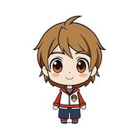a cartoon character with brown hair and red jacket vector