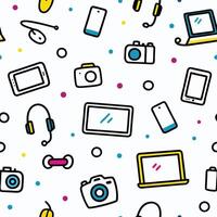 seamless pattern with various electronic devices, vector