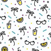 seamless pattern with sunglasses, palm trees and lemonade vector