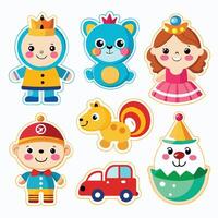 set of cute cartoon characters illustration vector