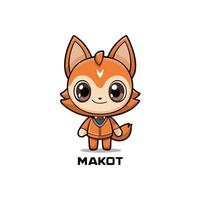 a cartoon fox with the word makot on it white background vector