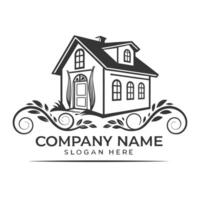 a house logo with window and door vector