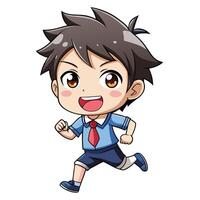 a cartoon boy running with a tie white background vector