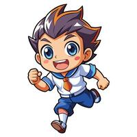 a cartoon boy running with white background vector