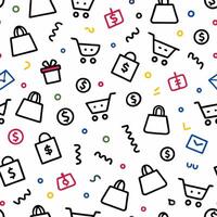 shopping seamless pattern illustration white background, vector