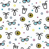 a pattern with sunglasses, palm trees and other objects vector