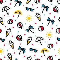 seamless pattern with beach and sun hats and umbrellas vector