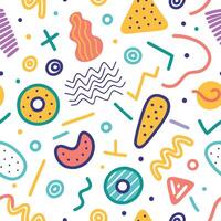 seamless pattern with colorful shapes, and lines vector