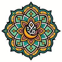a colorful mandala with a crescent and star vector