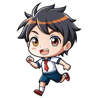 a cartoon boy running with smile on his face vector