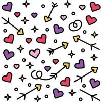 a pattern with hearts and arrows white background, vector