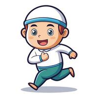 cartoon boy running illustration white background, vector
