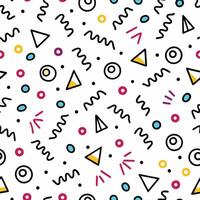 seamless pattern with colorful geometric shapes and lines white background vector