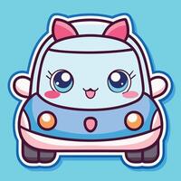 a cute car with a pink bow on it white background vector