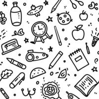 school supplies and objects in black and white white background vector