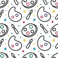 a pattern with paint brushes and paint cans vector