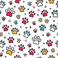 seamless pattern with colorful paw prints on white backgrou white backgroundnd vector