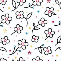 a pattern with flowers white background vector