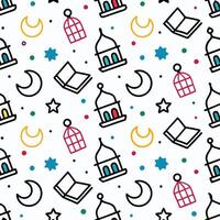 seamless pattern with arabic symbols and crescent vector