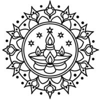 a black and white drawing of a mandala with candles white background vector