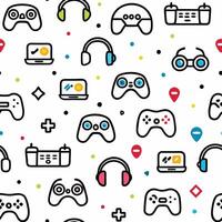 seamless pattern wit controllers and other items vector