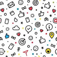 a seamless pattern with social icons and symbols white background vector