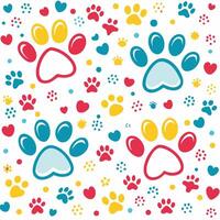 seamless pattern with paw prints , white background vector