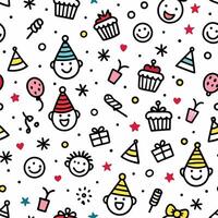 seamless pattern with birthday party white background vector