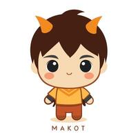a cartoon character with horns and a devilish expression white background vector