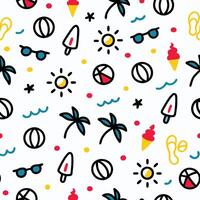 summer seamless pattern with beach and sun white background vector