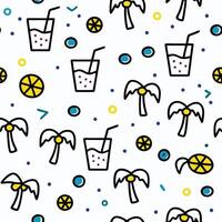 a pattern with drinks palm trees white background vector