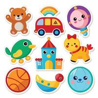 set of cute toys and objects illustration white background vector