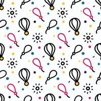 a pattern with a hot air balloon and other items white background vector