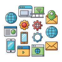 web development icon set illustration white background vector