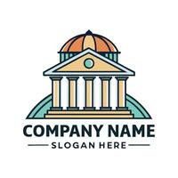 a building with a dome and columns logo white background vector