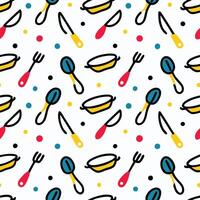 a pattern with kitchen utensils spoons background vector