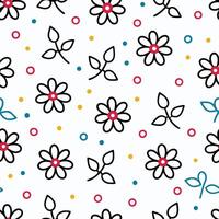 a pattern with flowers and leaves on white background white background vector