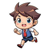 a cartoon boy running with tie on white background vector