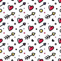 a pattern with hearts arrows white ,, vector