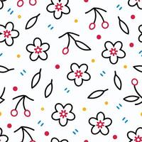 a pattern with flowers leaves a white background white background vector