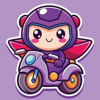 a cartoon character riding a motorcycle white background vector